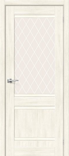 Межкомнатная дверь с эко шпоном Прима-3.1 Nordic Oak остекленная (ст. White Crystal) — фото 1