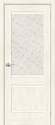 Межкомнатная дверь с эко шпоном Прима-3.1 Nordic Oak остекленная (ст. White Cross) — фото 1