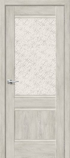 Межкомнатная дверь с эко шпоном Прима-3.1 Chalet Provence остекленная (ст. White Cross) — фото 1