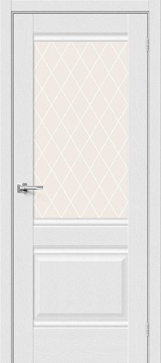 Межкомнатная дверь c эко шпоном MR.WOOD Прима-3 Virgin остекленная (ст. White Crystal) — фото 1