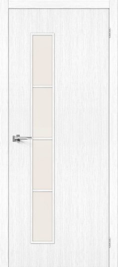 Межкомнатная дверь с эко шпоном Браво Тренд-4 Snow Veralinga остекленная — фото 1