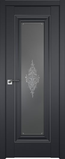 Межкомнатная дверь Profildoors Черный матовый 24U  серебро ст.кристалл графит — фото 1