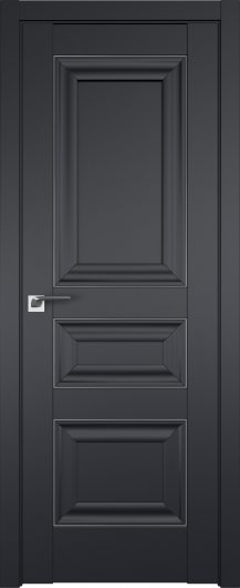 Межкомнатная дверь Profildoors Черный матовый 25U  молдинг серебро — фото 1