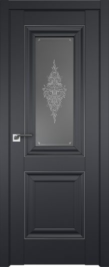 Межкомнатная дверь Profildoors Черный матовый 28U  серебро ст.кристалл графит — фото 1