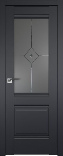 Межкомнатная дверь Profildoors Черный матовый  2U  ст.узор графит с прозрачным фьюзингом — фото 1