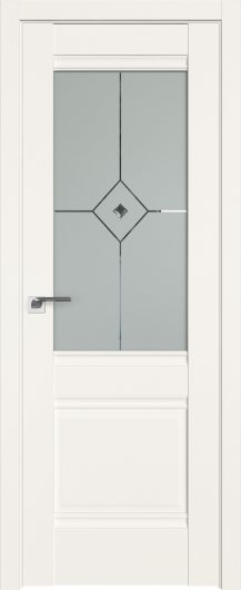 Межкомнатная дверь с эко шпоном Profildoors ДаркВайт  2U  ст.узор матовое с прозрачным фьюзингом — фото 1