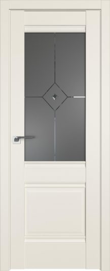 Межкомнатная дверь с эко шпоном Profildoors Магнолия сатинат  2U  ст.графит узор с прозрачным фьюзингом — фото 1