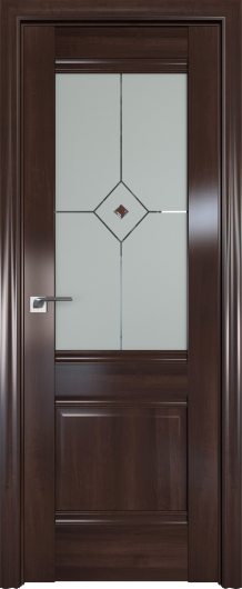 Межкомнатная дверь с эко шпоном Profildoors Орех СИЕНА  2Х ст.узор матовое с коричневым фьюзингом  (тёмный орех) — фото 1