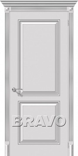 Межкомнатная эмалированная дверь Браво Блюз К-25 (Белое Серебро) глухая — фото 1