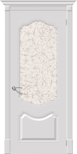 Межкомнатная эмалированная дверь Браво Фолк К-23 (Белый) остекленная — фото 1