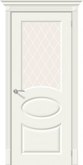 Межкомнатная эмалированная дверь Браво Скинни-21 Whitey остекленная — фото 1