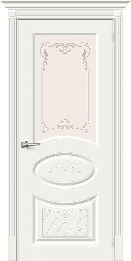 Межкомнатная эмалированная дверь Браво Скинни-21 Art Whitey остекленная — фото 1