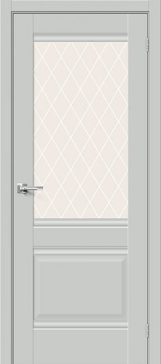 Межкомнатная дверь MR.WOOD Прима-3 Grey Matt остекленная (ст. White Crystal) — фото 1