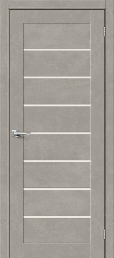 Межкомнатная ламинированная дверь Браво-22 Gris Beton остекленная (ст. Magic Fog) — фото 1