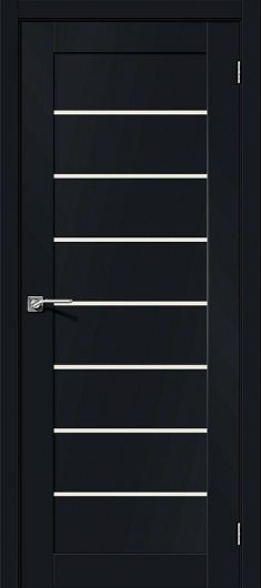 Межкомнатная ламинированная дверь Браво-22 Black Mix остекленная (ст. Magic Fog) — фото 1