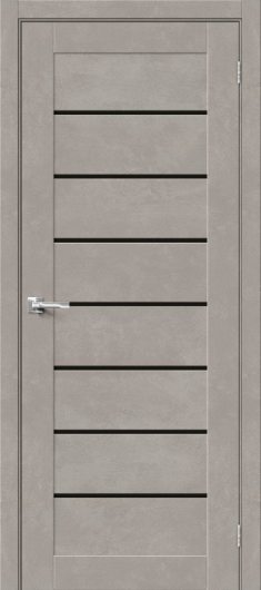 Межкомнатная ламинированная дверь Браво-22 Gris Beton остекленная (ст. Black Star) — фото 1