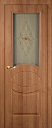 Межкомнатная дверь с эко шпоном Мариам Алекс Орех карамельный остекленная — фото 1
