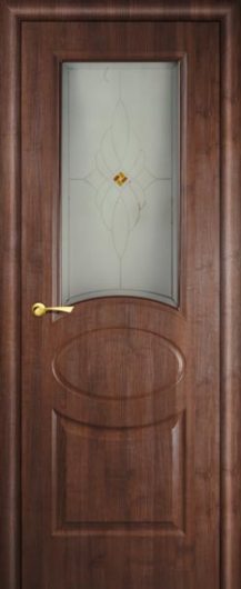 Межкомнатная дверь с эко шпоном Мариам Алекс Орех памплона остекленная — фото 1