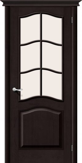 Межкомнатная дверь из массива Белорусские двери М7 Т-06 (Темный Лак) сатинато остекленная — фото 1