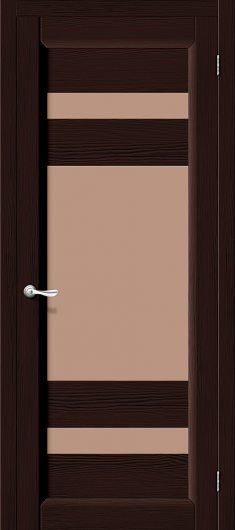 Межкомнатная дверь RIF-массив Vi LARIO Леон Т-19 (Венге) сатинато бронзовое остекленная — фото 1