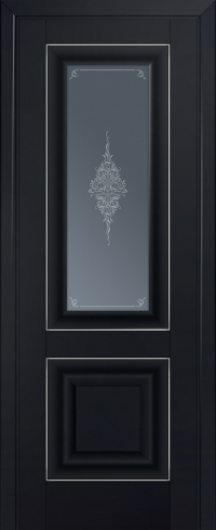 Межкомнатная дверь с эко шпоном PROFILDOORS 28U Черный матовый серебро остекленная — фото 1