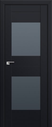 Межкомнатная дверь с эко шпоном PROFILDOORS 61U Черный матовый AL ст. графит остекленная — фото 1