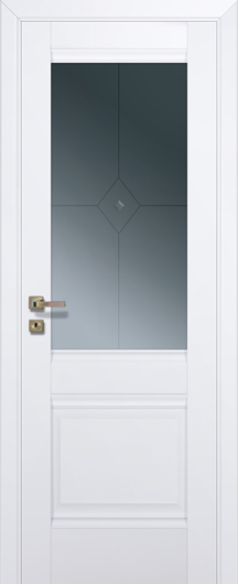 Межкомнатная дверь с эко шпоном PROFILDOORS 2U Аляска ст.графит узор остекленная — фото 1