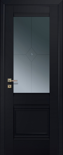 Межкомнатная дверь с эко шпоном PROFILDOORS 2U Черный матовый стекло матовое — фото 1