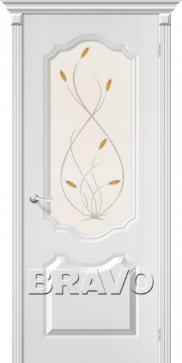 Межкомнатная дверь с ПВХ-пленкой Перфекта (Белый) остекленная — фото 1