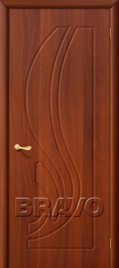 Межкомнатная дверь с ПВХ-пленкой Лотос (ИталОрех) глухая — фото 1