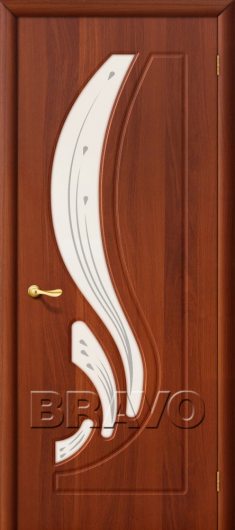 Межкомнатная дверь с ПВХ-пленкой Лотос (ИталОрех) остекленная — фото 1