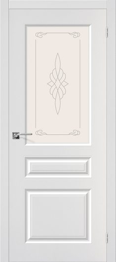 Межкомнатная дверь с ПВХ-пленкой Браво Статус-15 (Белый) остекленная — фото 1