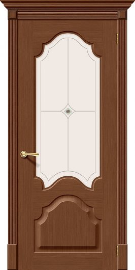 Межкомнатная дверь шпон файн-лайн Браво Афина (Орех) остекленная — фото 1