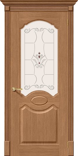 Межкомнатная дверь шпон файн-лайн Браво Селена Ф-02 (Дуб) остекленная — фото 1