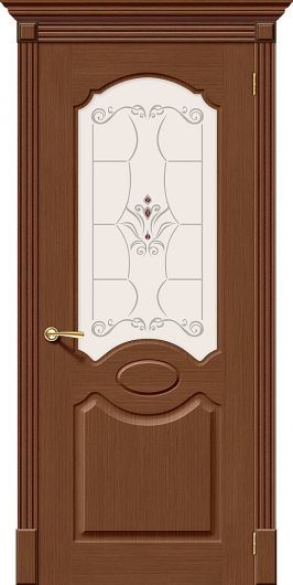 Межкомнатная дверь шпон файн-лайн Браво Селена Ф-12 (Орех) остекленная — фото 1