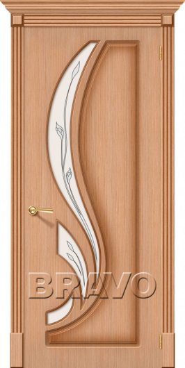 Межкомнатная дверь шпон файн-лайн Лилия (Дуб) остекленная — фото 1