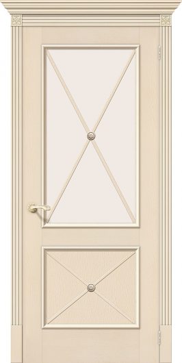 Межкомнатная шпонированная дверь Белорусские двери Луи II Д-15 (Ваниль) остекленная — фото 1