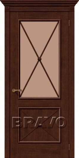 Межкомнатная шпонированная дверь Белорусские двери Луи II Д-19 (Бренди) остекленная — фото 1