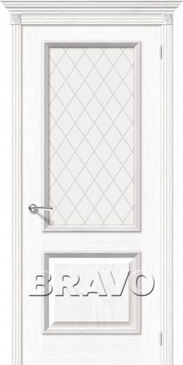 Межкомнатная шпонированная дверь Шервуд (Белый Дуб) остекленная — фото 1