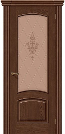 Межкомнатная шпонированная дверь Браво Люкс Амальфи Т-32 (Виски) остекленная — фото 1