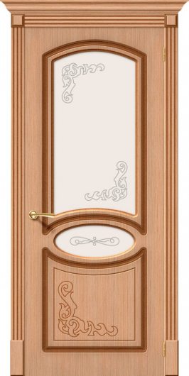 Межкомнатная дверь шпон файн-лайн Браво Азалия Ф-01 (Дуб) остекленная — фото 1