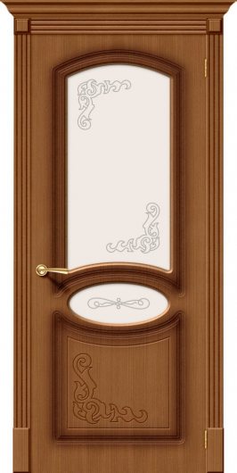 Межкомнатная дверь шпон файн-лайн Браво Азалия Ф-11 (Орех) остекленная — фото 1
