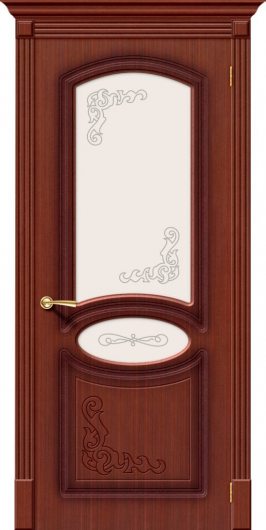 Межкомнатная дверь шпон файн-лайн Браво Азалия Ф-15 (Макоре) остекленная — фото 1