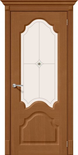 Межкомнатная дверь шпон файн-лайн Браво Афина Ф-11 (Орех) остекленная — фото 1