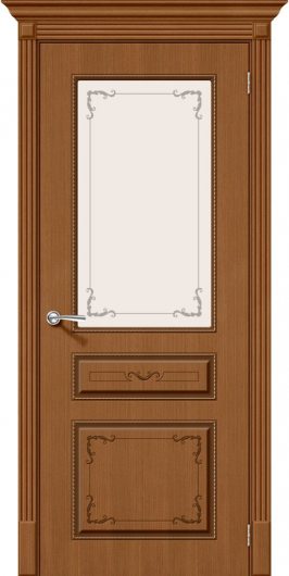 Межкомнатная дверь шпон файн-лайн Браво Классика Ф-11 (Орех) остекленная — фото 1