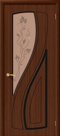 Межкомнатная дверь шпон файн-лайн Браво Лагуна Ф-17 (Шоколад) остекленная — фото 1
