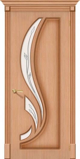 Межкомнатная дверь шпон файн-лайн Браво Лилия Ф-01 (Дуб) остекленная — фото 1