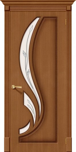 Межкомнатная дверь шпон файн-лайн Браво Лилия Ф-11 (Орех) остекленная — фото 1