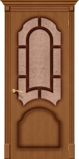 Межкомнатная шпонированная дверь Браво Соната Ф-11 (Орех) остекленная — фото 1