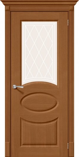 Межкомнатная дверь шпон файн-лайн Браво Статус-21 Ф-11 (Орех) остекленная — фото 1